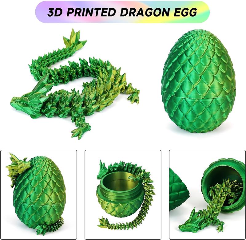 4pcs 3D Printed Dragon Eggs with Dragon Inside, Mini Dragon Egg Set, Articulated Dragon, Mysterious Dragon Eggs, 3D Printed Animal Toy Set (Multicolor 1-4pcs)