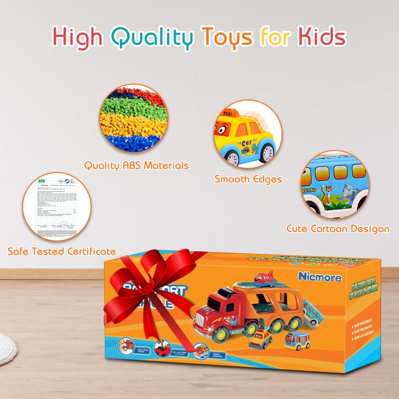 Christmas 2024 Gifts Toys for Kids Nicmore Carrier Truck Kids Toys Car: Toys for Boy 5 in 1 Transport Toys for Kids | Boy Girl Birthday Gifts