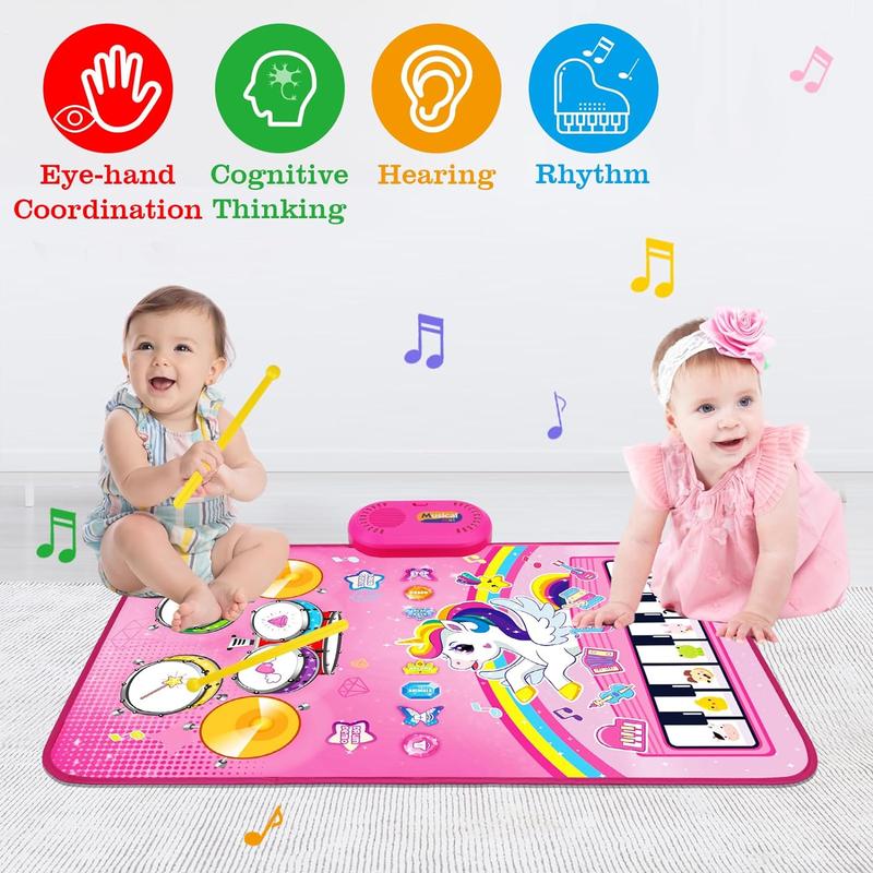 Christmas Gift Toys for 1 Year Old Girl Gifts: Baby Musical Mat Toddler Toys Age 1-2 - 3 in 1 Piano Drum Animal Touch Unicorn Toys - Infant Music Toy 12-18 Months Babies Birthday Gifts for 1 2 3 Year Old Boys Girls