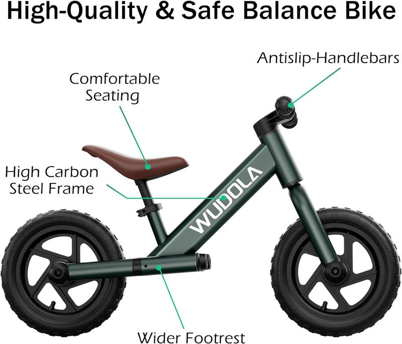 Green Toddler Balance Bike – Tool-Free Assembly, Adjustable Seat, No Pedals, Perfect for Boys & Girls Ages 2-5