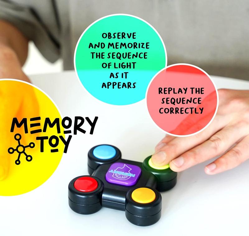 Light-Up Memory Game with Sounds - Electronic 4 Sequence Handheld Classic Brain Toy for Boys, Girls & Adults, Lightweight, Portable Gift for Kids