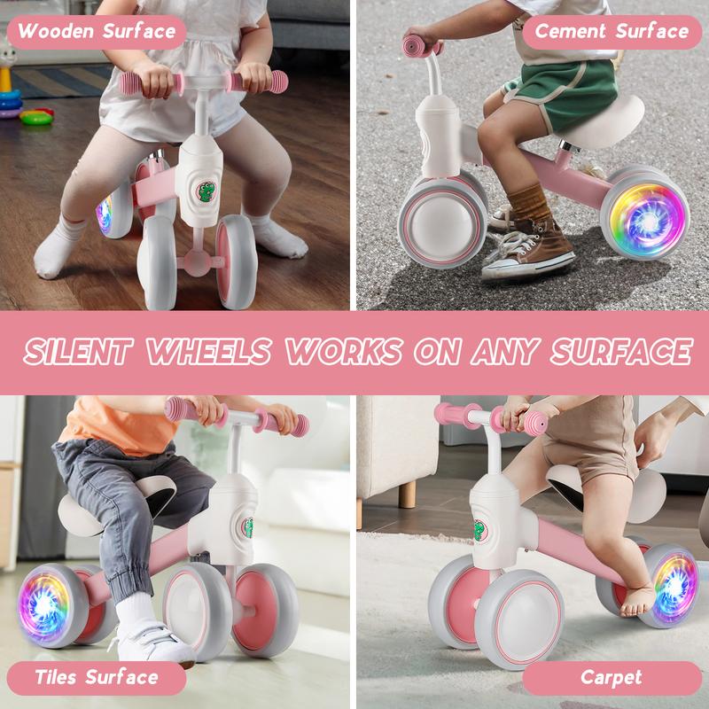 Colorful Lighting Baby Balance Bike Toys, Toddler Balance Bike, No Pedal 4 Silence Wheels & Soft Seat First Bike, Birthday Gifts