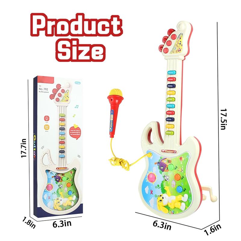 Guitar and Microphone Toys, Pretend Play Musical Instruments Educational Toys for Age 3 4 5 6 7 Girls Boys, Light and Sound Gifts