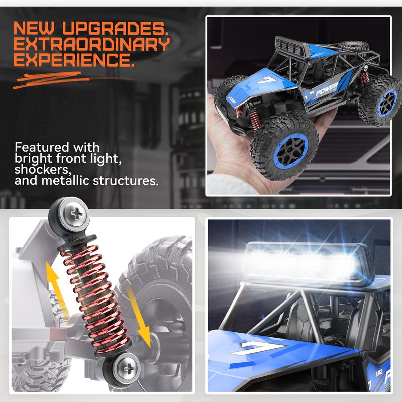 BEZGAR TB201 RC Cars-1:20 Scale Remote Control Car-2WD High Speed 20 Km h Electric Toy Off Road Vehicle Monster Truck Crawler with LED Headlight and Rechargeable Battery for 8-12 Year Old Boys Girls