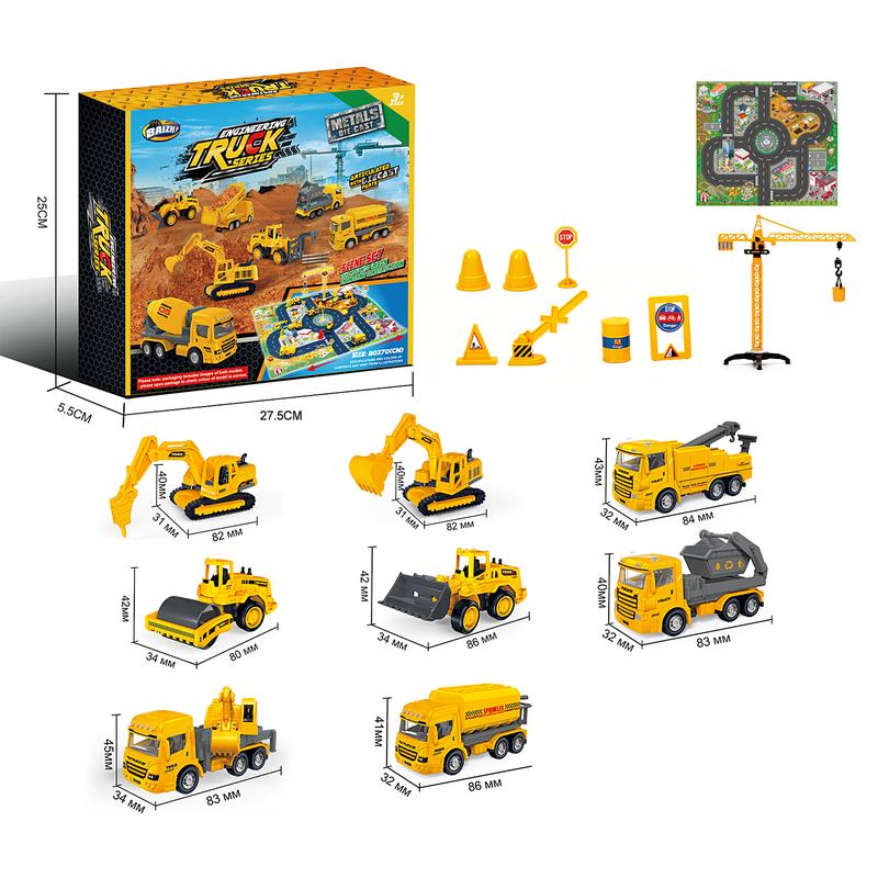 Construction Toys Vehicles 18 PCS Toy Set With Play Mat Toys Truck Car Set