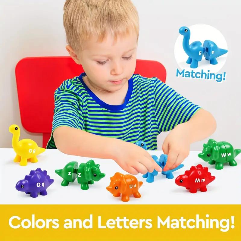 13pcs Double-Sided Letter Toys For Preschoolers, Dinosaur-Shaped Alphabet Learning Toys For Ages 3-5, Perfect Christmas & Halloween Gifts For Kids