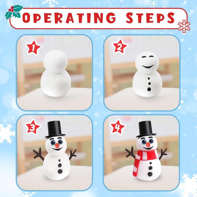 Christmas gift Crafts for Kids - Build a Snowman, Gingerbread Man, Santa & Christmas Tree - 4 Piece DIY Air Dry Clay Kit - Xmas Gifts for Girls Boys