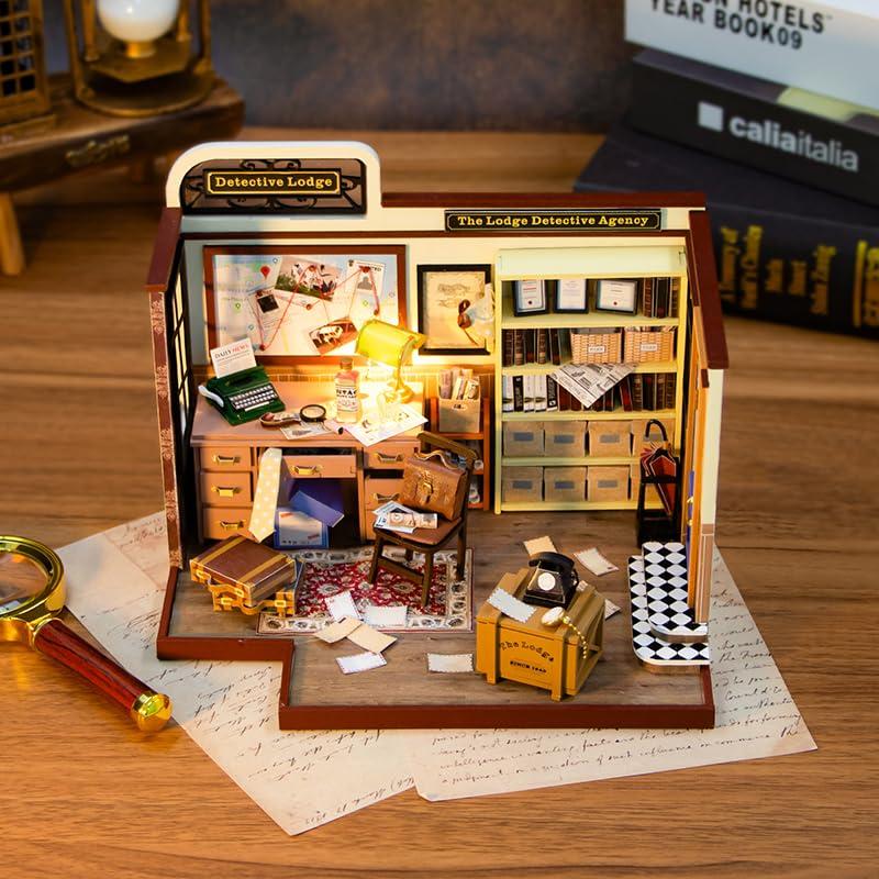 Wooden Miniature House Kit, DIY Wooden Miniature House Kit with Furniture & LED Light, Mini House Building Kit, 3D Wooden Craft Mini Model Kit, Birthday Gift