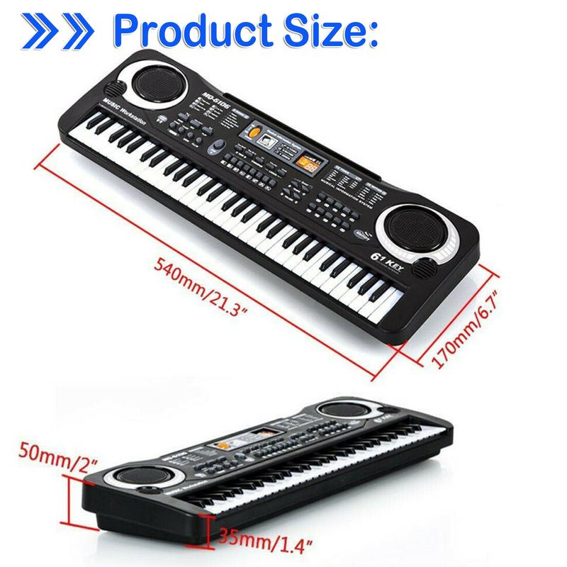 Multifunctional Kids' 61-Key Electronic Piano Keyboard, Music keyboard With Microphone, Record & Playback Function - Gift for Beginner