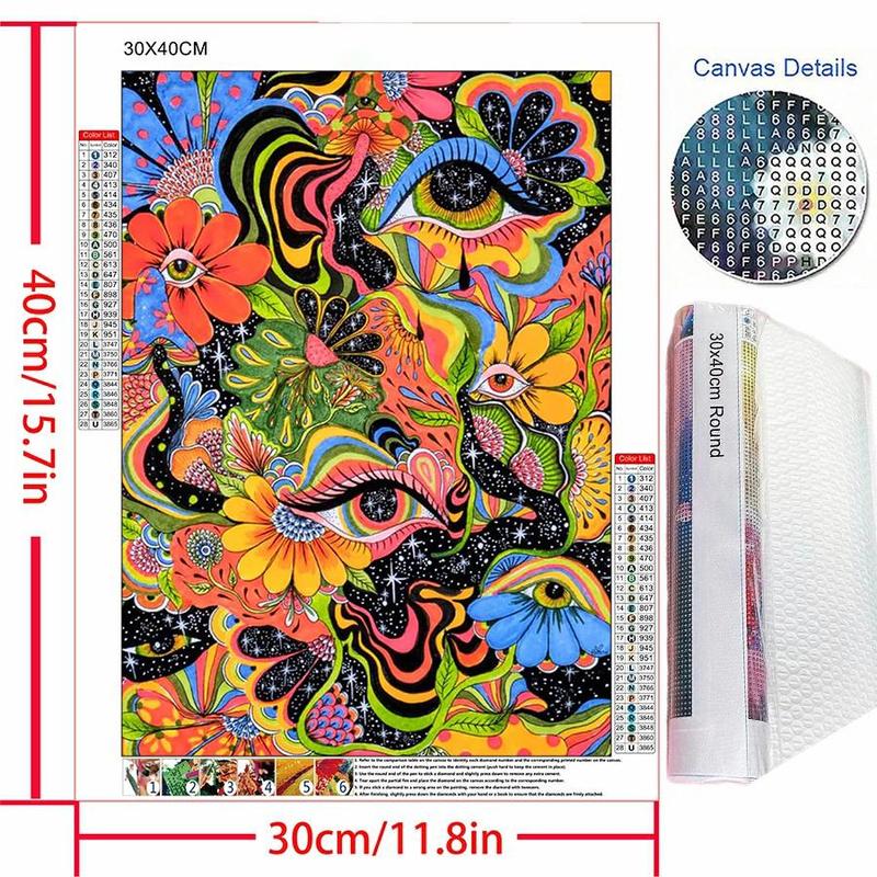 Flower & Eye Pattern DIY Diamond Arts Colorful Painting Kit without Frame, DIY 5D Diamond Arts Colorful Painting for Bedroom Home Wall Decor