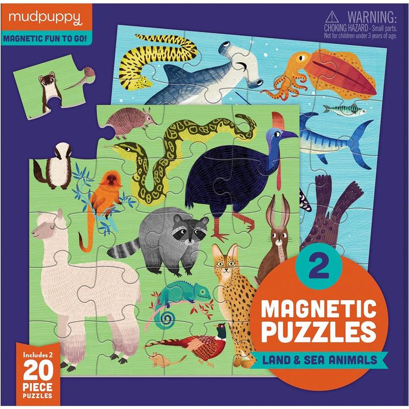 Mudpuppy Depth of The Seas - Tri Fold Magnetic Puzzles Featuring Two 20 Piece Ocean Themed Artwork