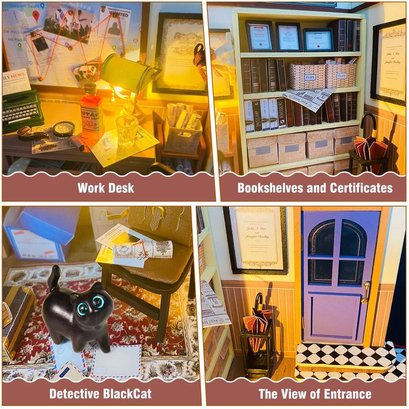 Wooden Miniature House Kit, DIY Wooden Miniature House Kit with Furniture & LED Light, Mini House Building Kit, 3D Wooden Craft Mini Model Kit, Birthday Gift