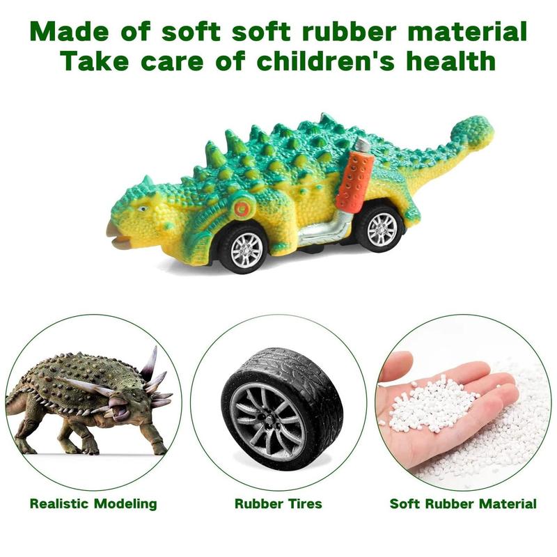 6PCS Dinosaur Toys for Kids, 5.1 In Pull Back Cars, Boys Toys for Birthday Christmas Gift