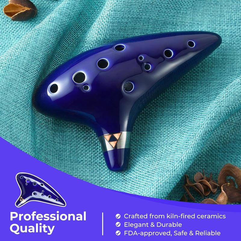 Ohuhu Zelda Ocarina with Song Book (Songs From the Legend of Zelda), 12 Hole Alto C Zelda Ocarinas Play by Link Triforce Gift for Zelda Fans with Display Stand Protective Bag