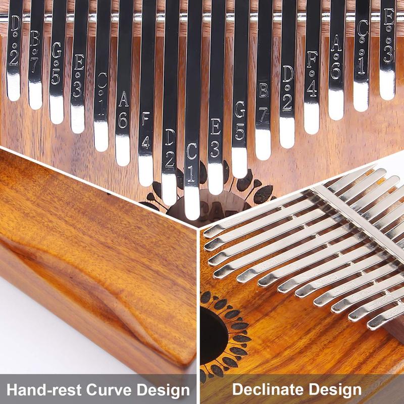 Kalimba Thumb Piano 17 Keys, Portable Mbira Finger Piano Gifts for Kids and Adults Beginners (Wood)