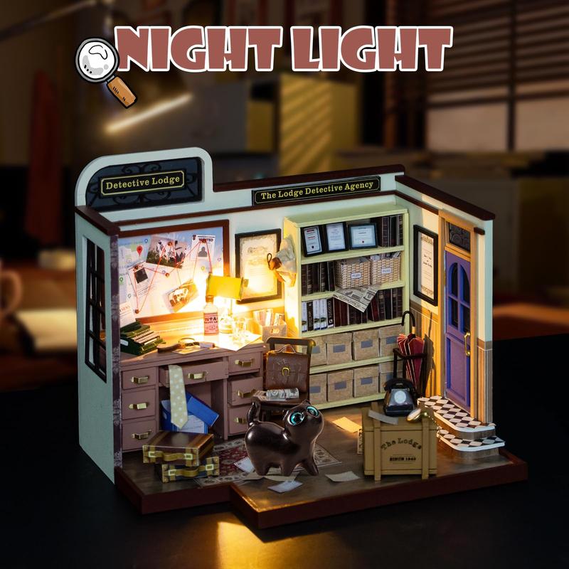 Wooden Miniature House Kit, DIY Wooden Miniature House Kit with Furniture & LED Light, Mini House Building Kit, 3D Wooden Craft Mini Model Kit, Birthday Gift