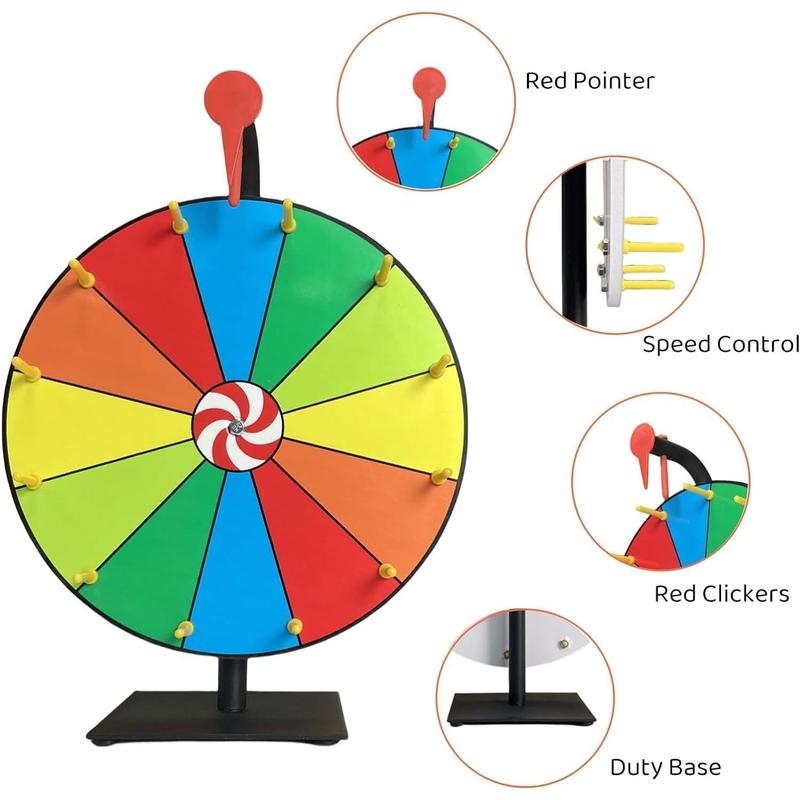 Spinning Wheel for Prize, 12 Slots 12 Inches, Prize Wheel Spinner Dry Erase Casino Game, Spinning Wheels for Carnival, Party, Classroom (12 in)