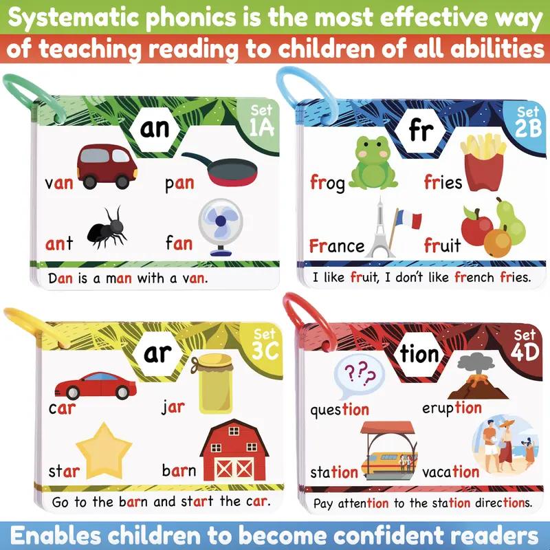 Bambino Tree Phonics Flash Cards - Learn to Read in 20 Phonic Stages - Digraphs CVC Blends Long Vowel Sounds - Educational Study Activity for Kids Ages 4-8 Kindergarten First Second Grade Homeschool