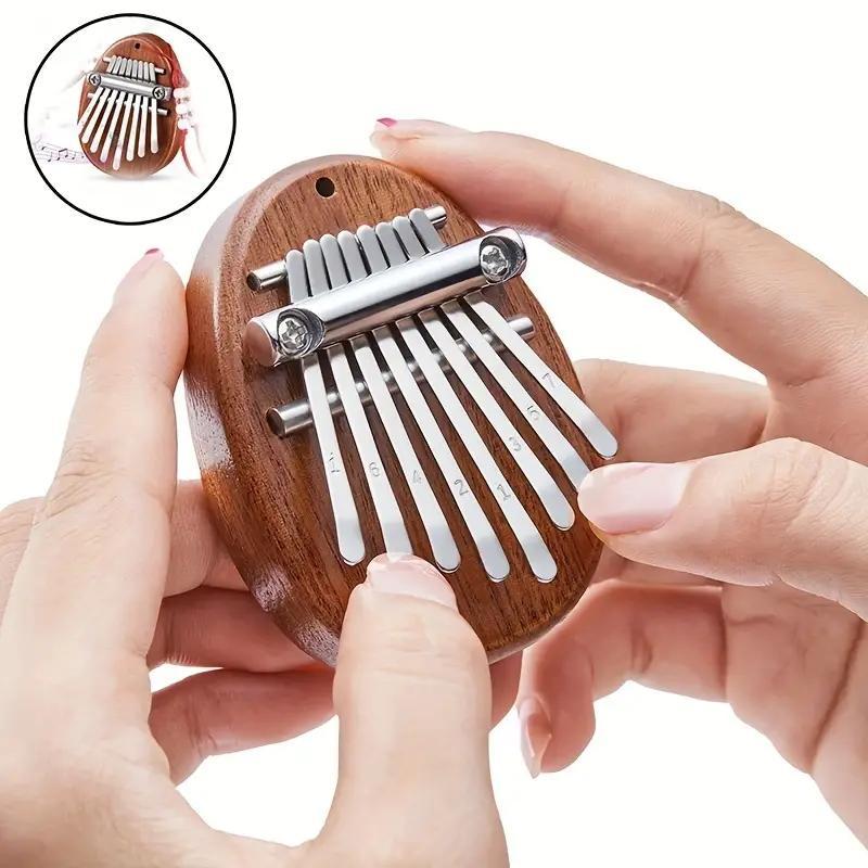 8-key Wooden Mini Thumb Piano, 1 Count Portable Finger Playing Instrument, Pendant Gift for Music Enthusiasts, Musical Instrument & Accessories