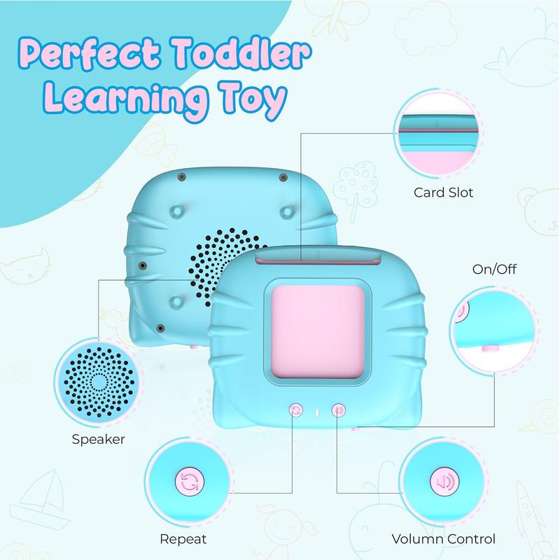 224 510(Spanish&English)  Words Alphabet Bilingual Talking Flash Cards for 3-8 YearsToddlers. Pocket Speech BuddyTherapy AutismToys,  EducationalLearing InteractiveToy for Boys GirlsKids Gifts Blue