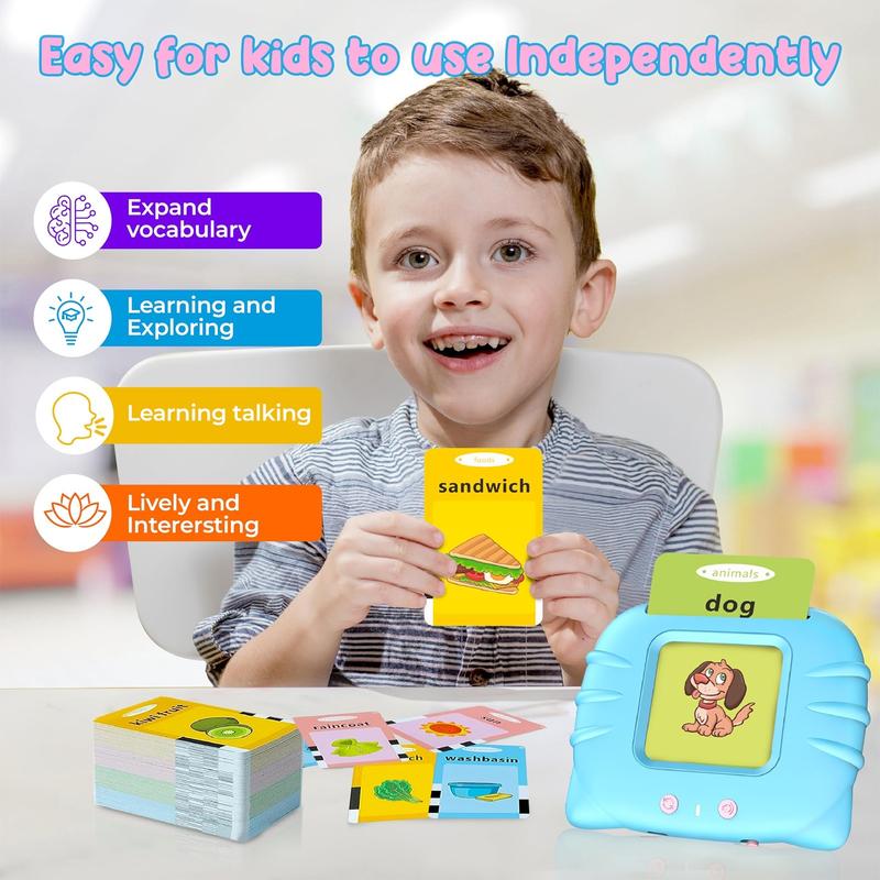 224 510(Spanish&English)  Words Alphabet Bilingual Talking Flash Cards for 3-8 YearsToddlers. Pocket Speech BuddyTherapy AutismToys,  EducationalLearing InteractiveToy for Boys GirlsKids Gifts Blue