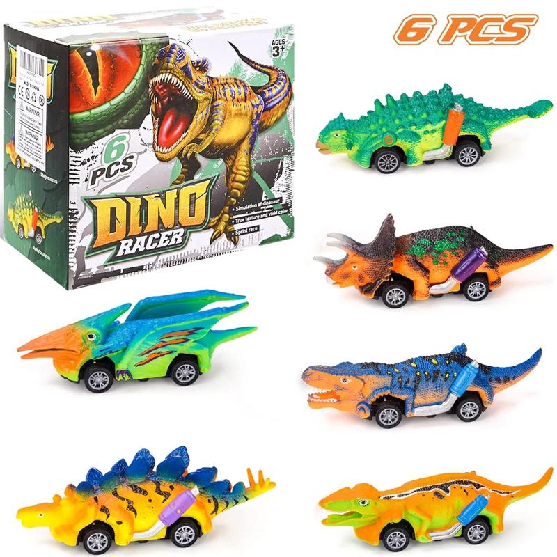 6PCS Dinosaur Toys for Kids, 5.1 In Pull Back Cars, Boys Toys for Birthday Christmas Gift