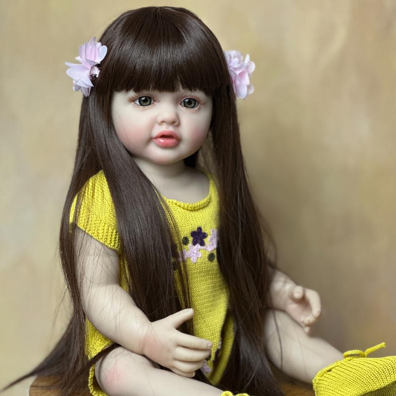 55cm 22in Lifelike Reborn Doll, Full Silicone Vinyl Body Princess Doll, Birthday Gift Halloween, Christmas Gift