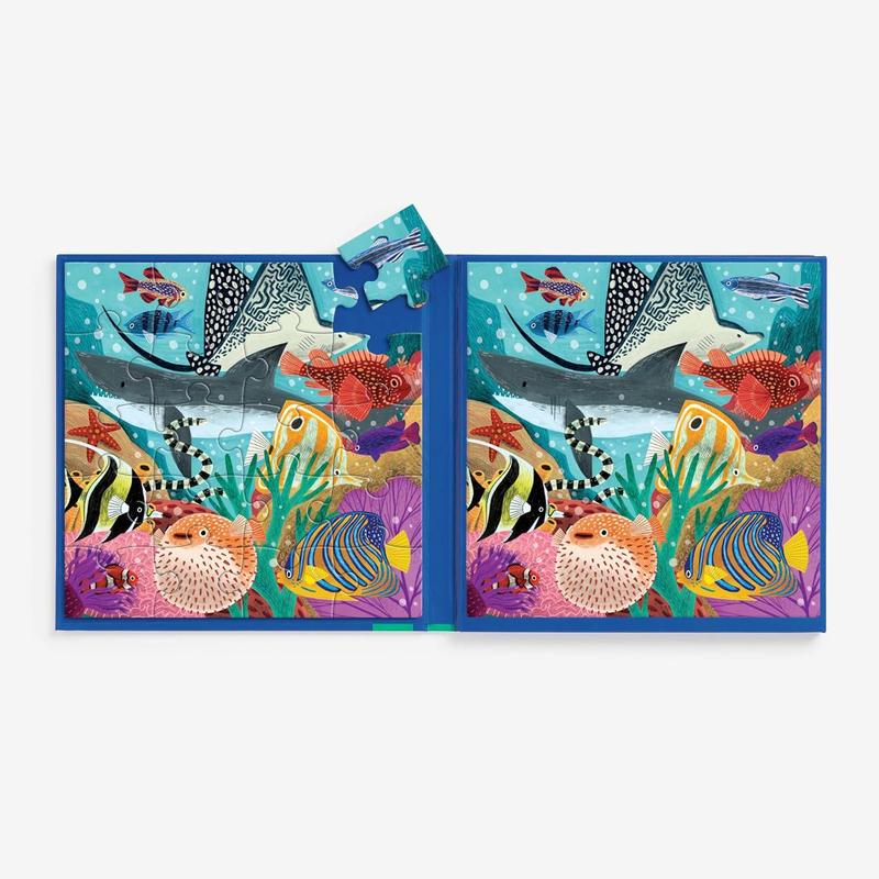 Mudpuppy Depth of The Seas - Tri Fold Magnetic Puzzles Featuring Two 20 Piece Ocean Themed Artwork