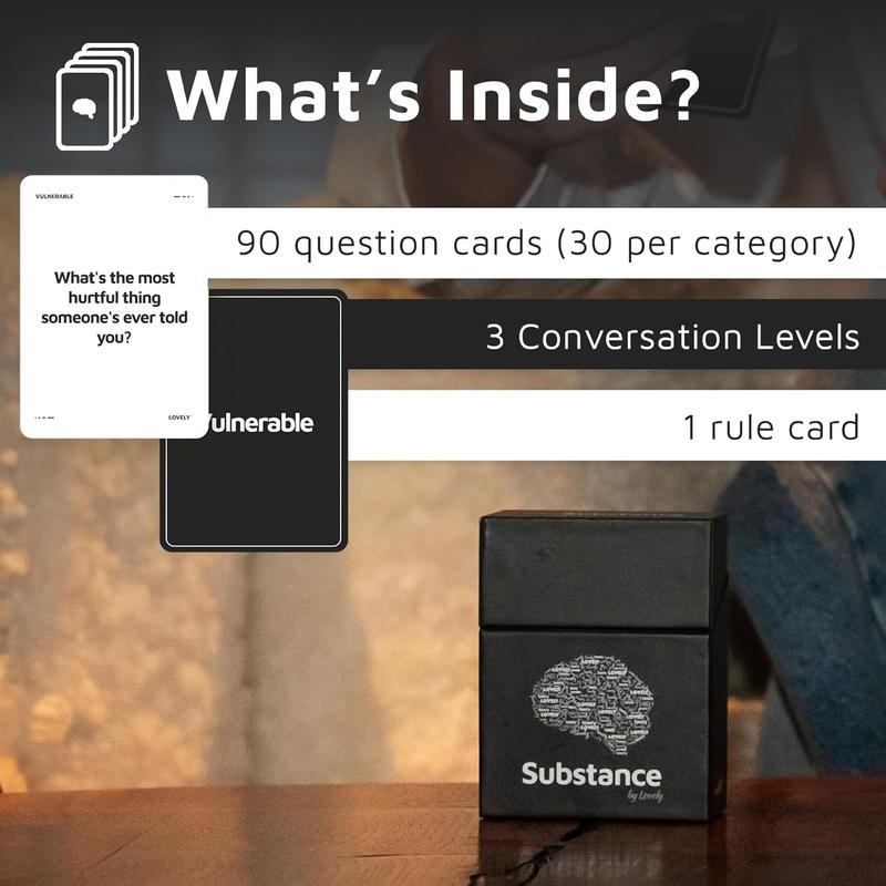 Substance Card Game - 90 Conversation Cards for Adults, Couples, Friends, Co-Workers, Strangers - Meaningful, Deep Conversation Started Card Game for Game Night or Date Night - 2-6 Players