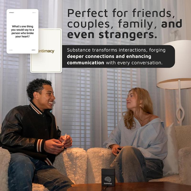 Substance Card Game - 90 Conversation Cards for Adults, Couples, Friends, Co-Workers, Strangers - Meaningful, Deep Conversation Started Card Game for Game Night or Date Night - 2-6 Players