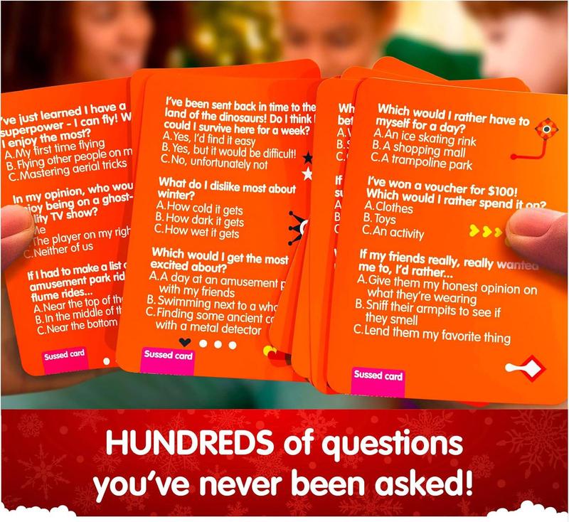 SUSSED The Wacky ‘What Would You Do?’ Social Card Game - Kids Stocking Stuffer & Family Travel Game - Fun & Easy to Play - All Ages 7 and Up - Oddball Orange Deck