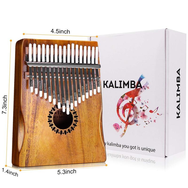 Kalimba Thumb Piano 17 Keys, Portable Mbira Finger Piano Gifts for Kids and Adults Beginners (Wood)