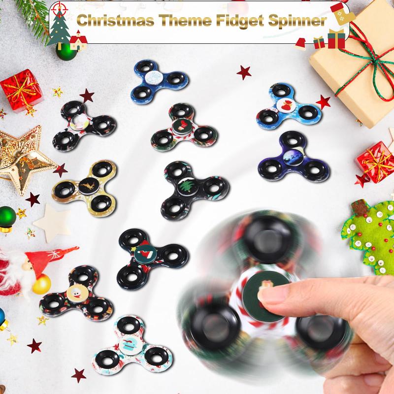 Christmas Themed Fidget Spinner, 10pcs set Colorful Finger Spinner, Stress Relief Toy for Adults, Fun Gift