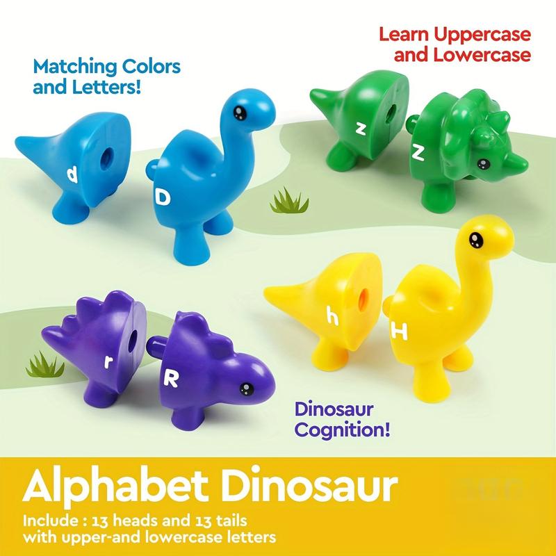 13pcs Double-Sided Letter Toys For Preschoolers, Dinosaur-Shaped Alphabet Learning Toys For Ages 3-5, Perfect Christmas & Halloween Gifts For Kids