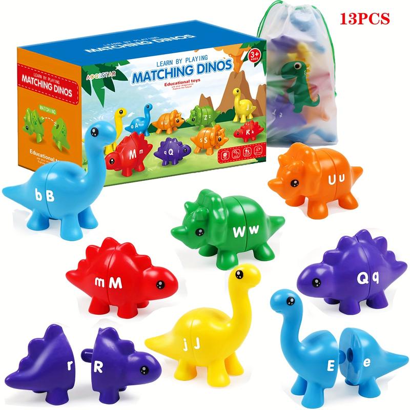 13pcs Double-Sided Letter Toys For Preschoolers, Dinosaur-Shaped Alphabet Learning Toys For Ages 3-5, Perfect Christmas & Halloween Gifts For Kids