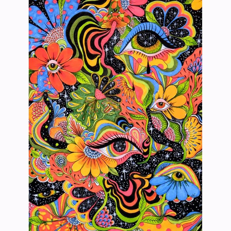 Flower & Eye Pattern DIY Diamond Arts Colorful Painting Kit without Frame, DIY 5D Diamond Arts Colorful Painting for Bedroom Home Wall Decor