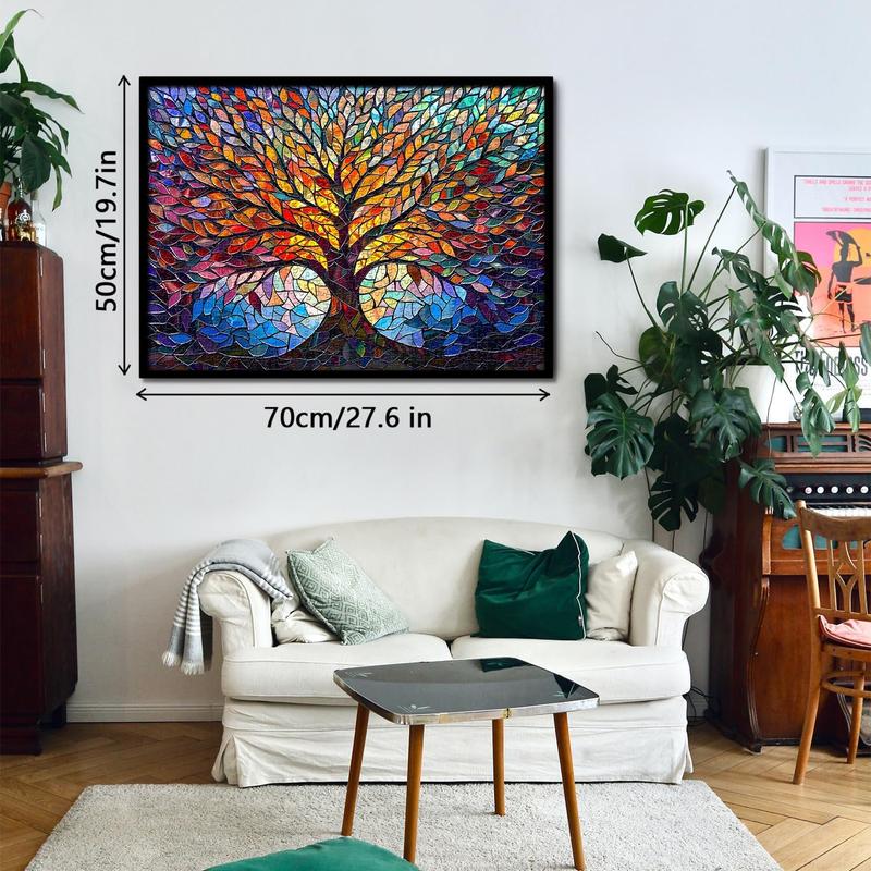 Stained Glass Puzzle Tree of Life Puzzles for Adults 1000 Pieces, Impossible Hard Difficult Challenging Puzzles for Adults, Colorful Mosaic Tree of Life Jigsaw Puzzle 1000 Pieces