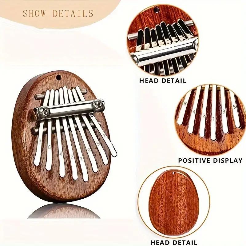 8-key Wooden Mini Thumb Piano, 1 Count Portable Finger Playing Instrument, Pendant Gift for Music Enthusiasts, Musical Instrument & Accessories