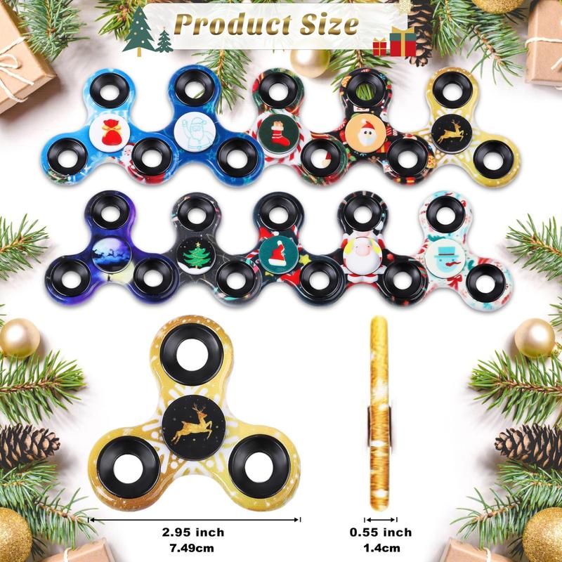 Christmas Themed Fidget Spinner, 10pcs set Colorful Finger Spinner, Stress Relief Toy for Adults, Fun Gift