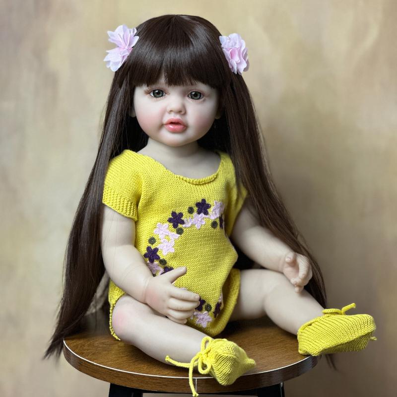 55cm 22in Lifelike Reborn Doll, Full Silicone Vinyl Body Princess Doll, Birthday Gift Halloween, Christmas Gift