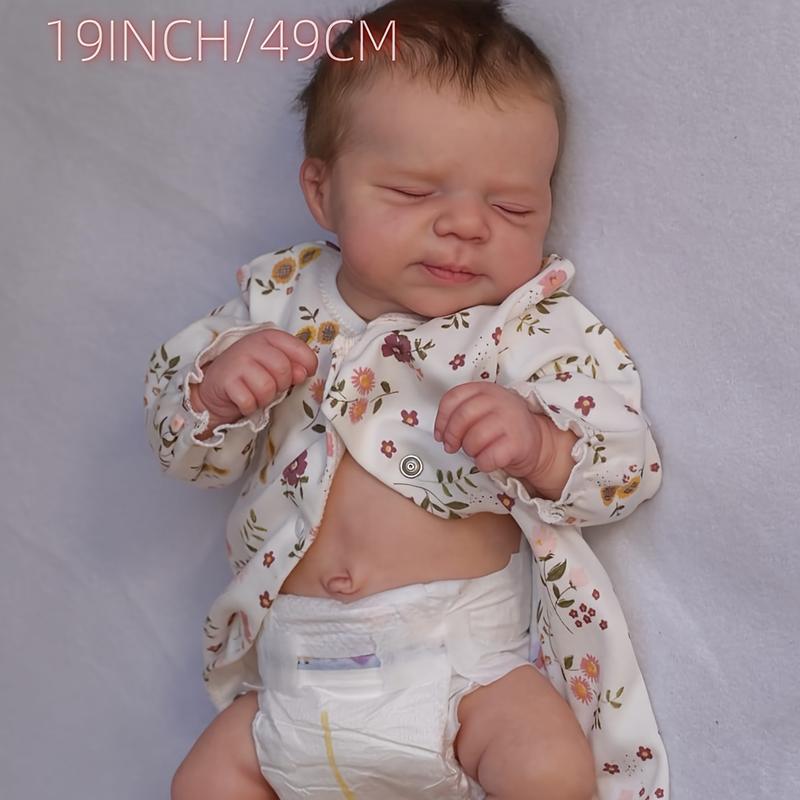 Newborn Baby Dolls-Full Vinyl Body Handrooted Hair Reborn Doll-Soft Touch 3D Hand Painted Skin-Real Lifelike Sleeping Baby Girl- Christmas  Birthday Gifts Halloween Christmas Gifts