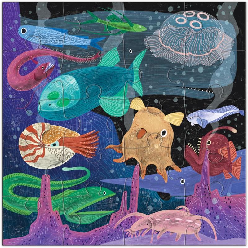 Mudpuppy Depth of The Seas - Tri Fold Magnetic Puzzles Featuring Two 20 Piece Ocean Themed Artwork