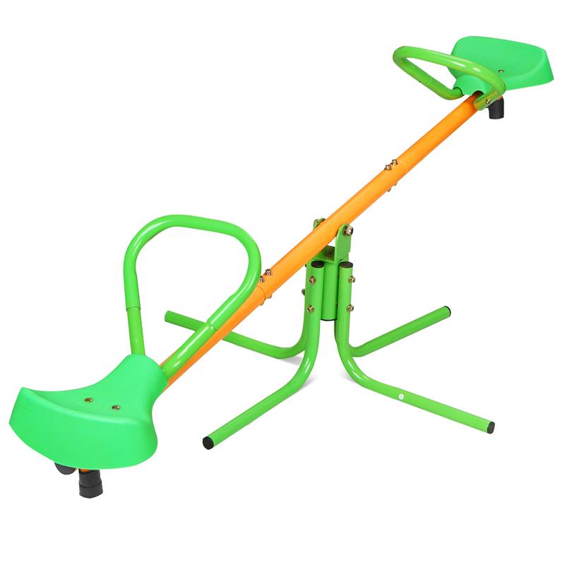 360-degree rotary outdoor children's rotary seesaw sitting rotary seesaw outdoor playground equipment rotary seesaw is suitable for backyard Green