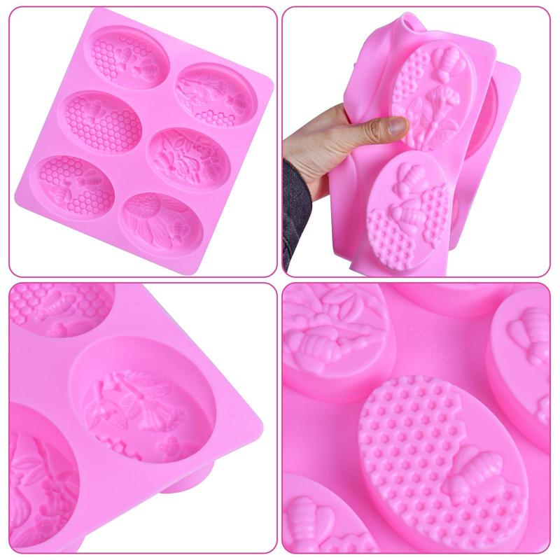 6 Cavities Handmade Soap Making Mold, 2 Counts set Leaf and Bee Shaped Soap Mold, DIY Handmade Silicone Mold for Soap Making