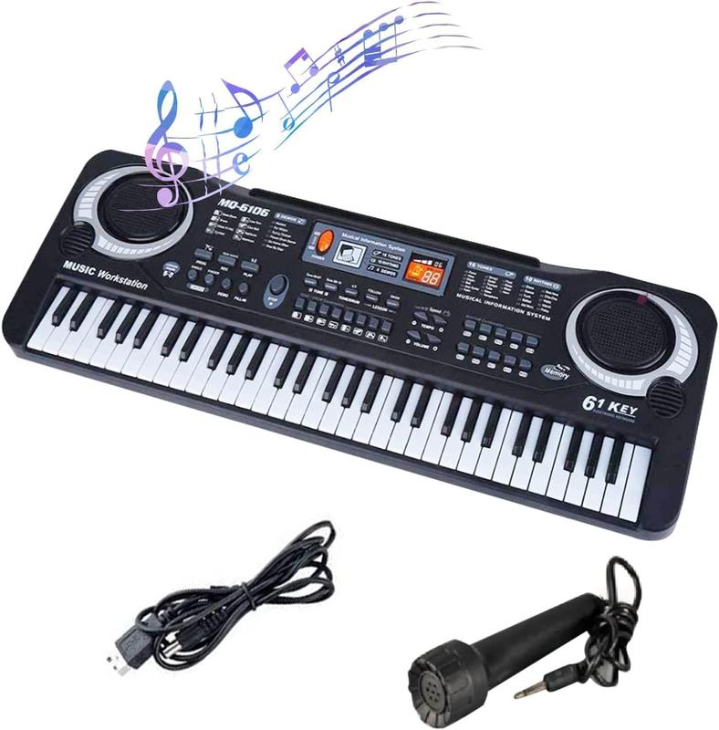 Multifunctional Kids' 61-Key Electronic Piano Keyboard, Music keyboard With Microphone, Record & Playback Function - Gift for Beginner