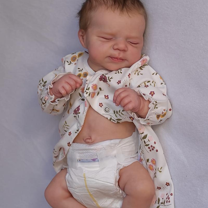 Newborn Baby Dolls-Full Vinyl Body Handrooted Hair Reborn Doll-Soft Touch 3D Hand Painted Skin-Real Lifelike Sleeping Baby Girl- Christmas  Birthday Gifts Halloween Christmas Gifts