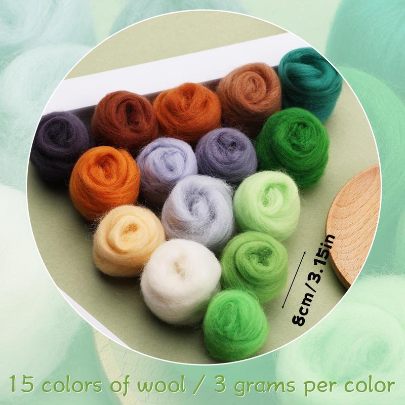 15 Color Fiber Yarn, 1 Set Fiber Yarn Rope, DIY Hand Spinning Yarn, Needle Lace Yarn, Felt Crafts Supplies