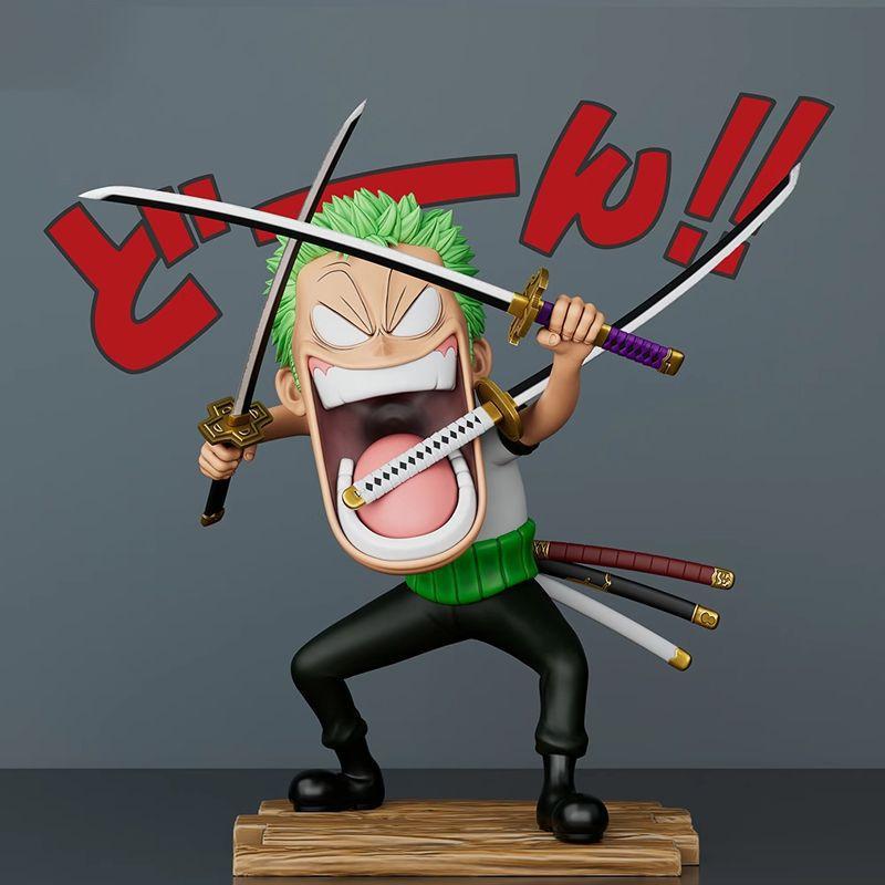 Luffy Sanji Zoro PVC Figure for Home Decoration One Piece Hungry Zoro Road Captain Anime Model Car GK Desktop Figure One Piece VAGA Hungry Trio