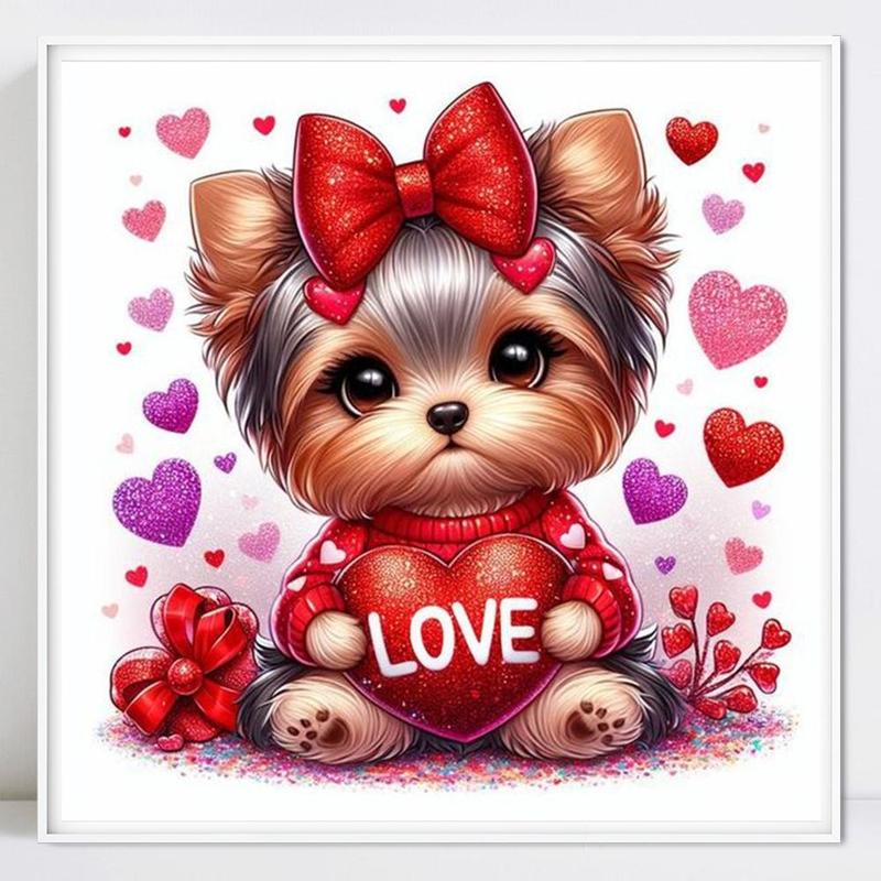 Cartoon Dog Pattern DIY Diamond Arts Colorful Painting Kit without Frame, DIY Decorative Art Picture for Beginner, Wall Art Decor for Home Living Room