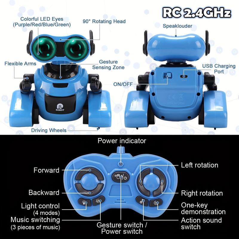 RC Robot Toys STEM Remote Control Robot with Dance, Music, LED Eyes, Interactive Functions for Kids Toddlers Boys Girls 3 4 5 6 Years Old control car